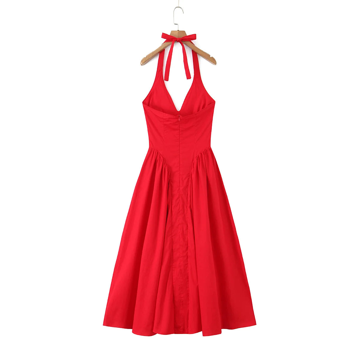 Backless Halter Midi Dress For Women Elegant A Line