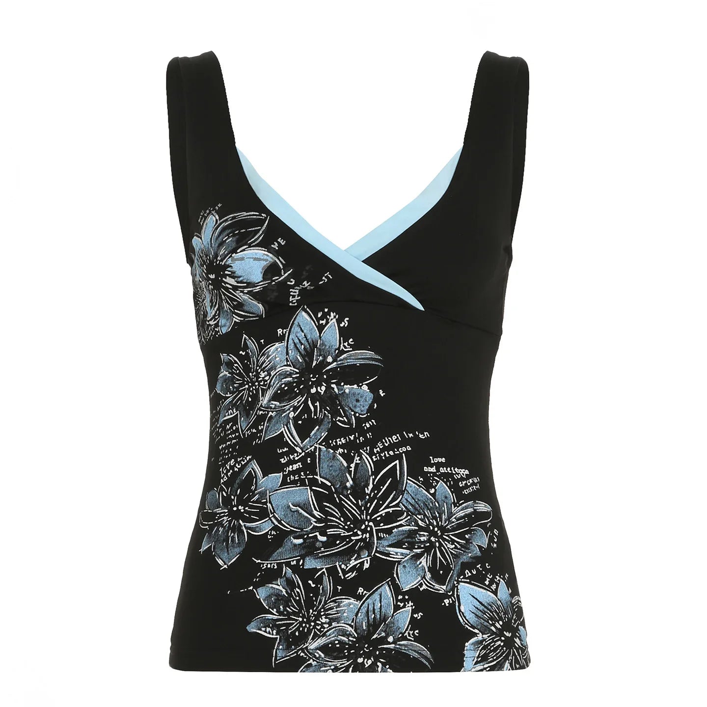 Retro Vintage Floral Camisole With Bold Color Block Strappy Design