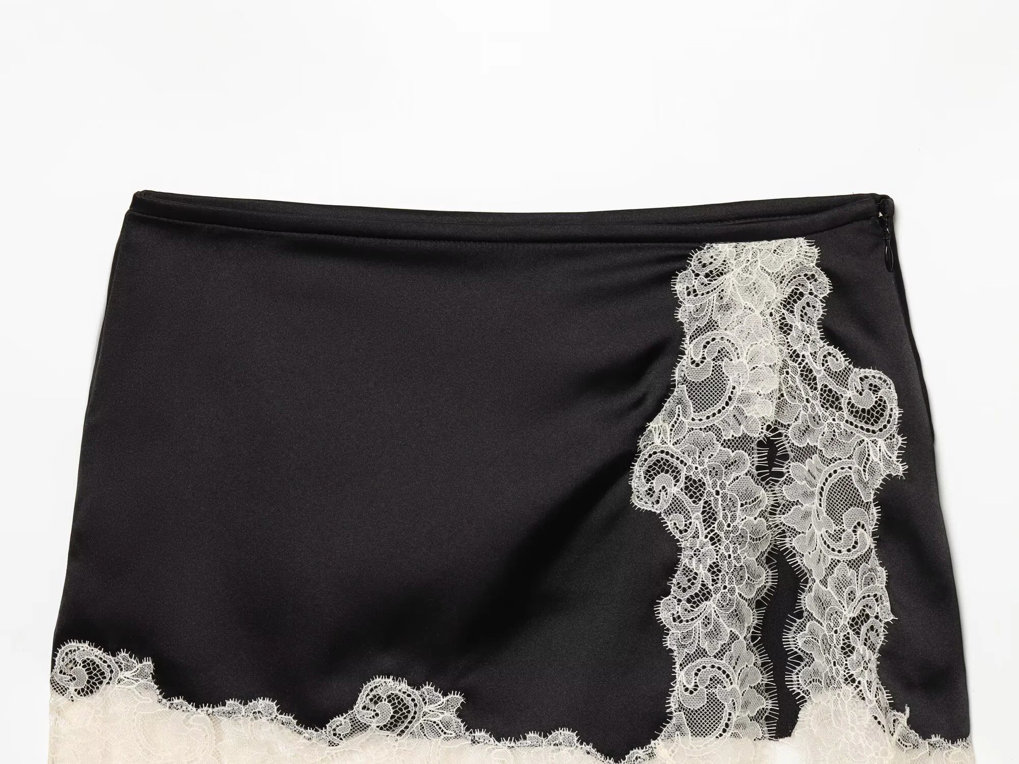 Lace Hem Mini Skirt Mid Waist Above Knee Length