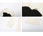 Chic Color Block Dress With Cinched Waist And V Neck
