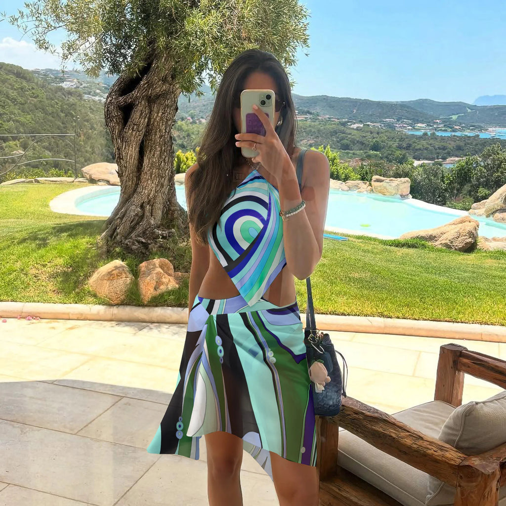 Halter One Piece Swimsuit With Skirt Monokini Vibe Allure