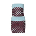 Polka Dot Strapless Vest Top And Color Block Two Piece Set For High Waist Summer Chic Bodycon Skirt Outfit