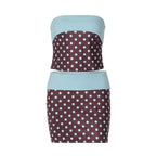 Polka Dot Strapless Vest Top And Color Block Two Piece Set For High Waist Summer Chic Bodycon Skirt Outfit