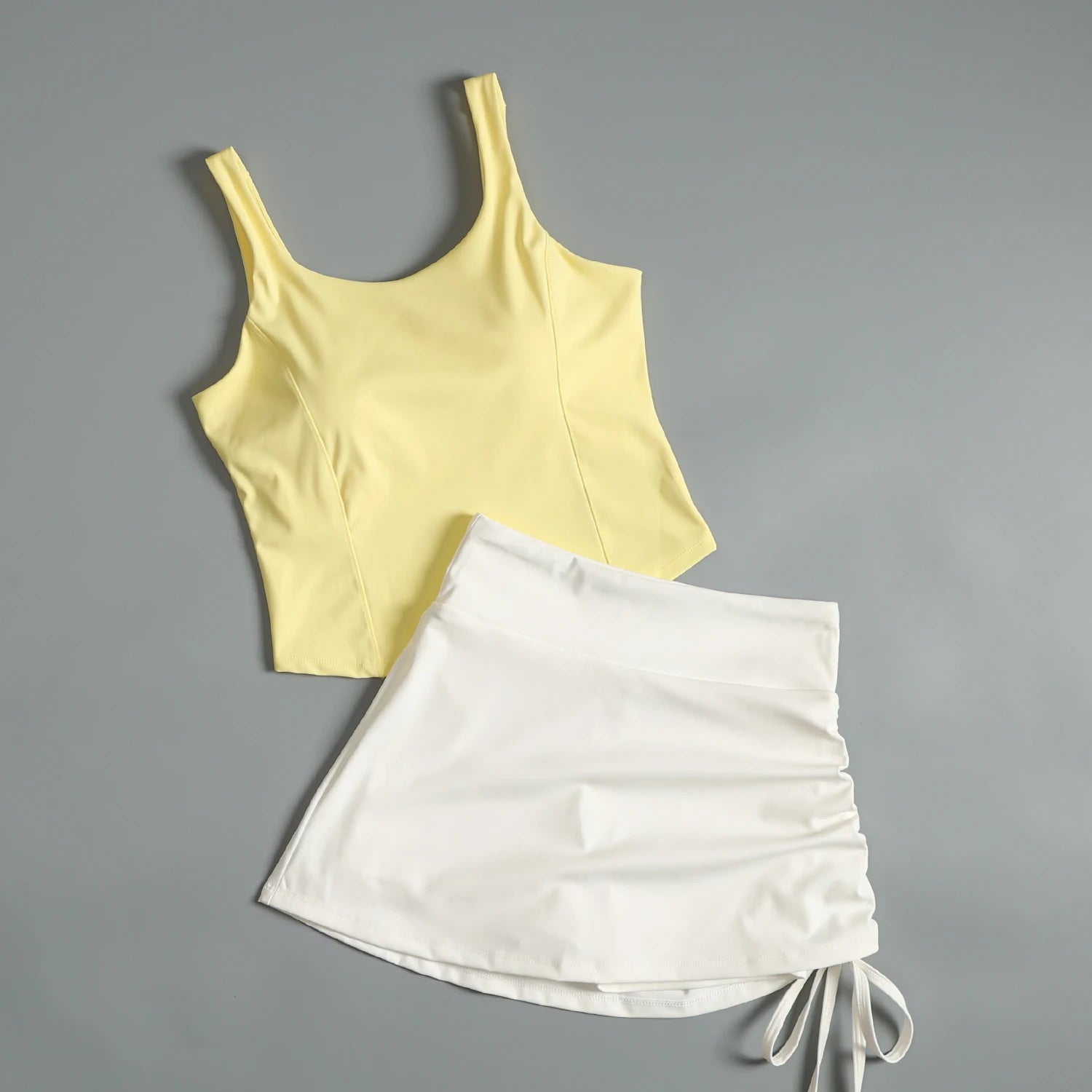 Activewear Set For Women With Chest Pad Vest And Skirt