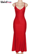 Coquette Backless V-Neck Evening Maxi Dress With Mermaid Silhouette