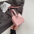 Mini Box PU Leather Crossbody Bag With Short Handle Phone Friendly Compact
