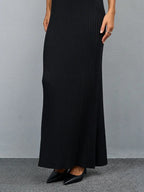 Sleeveless Knitted Dress With Wide Shoulder Straps Inner Long Skirt