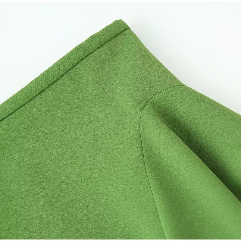 Soft Ruffle High Waist Midi Skirt With Asymmetrical Hem