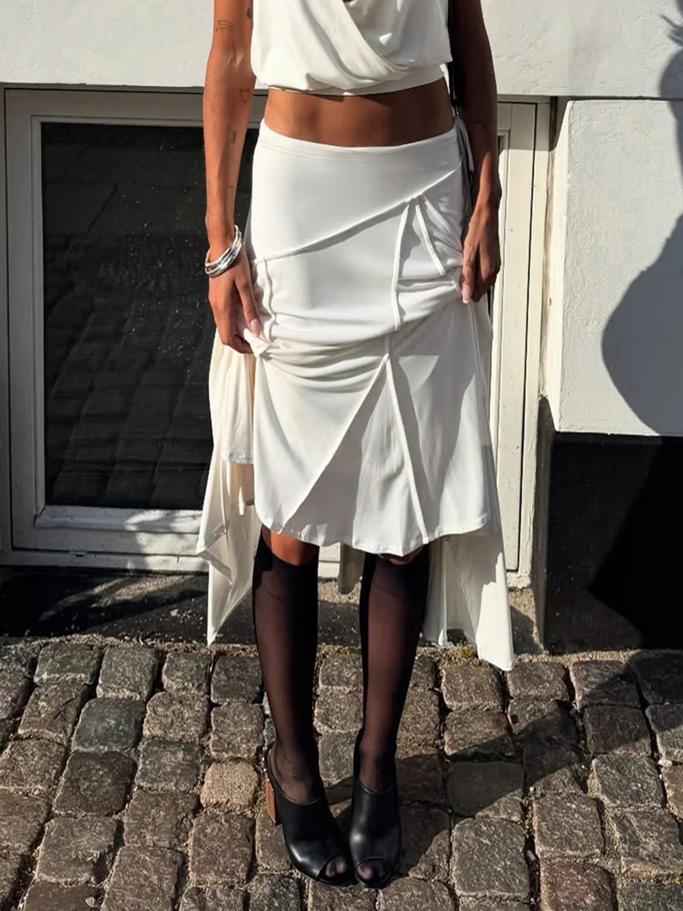 Casual Irregular Lace Up Skirt For Women Low Waisted