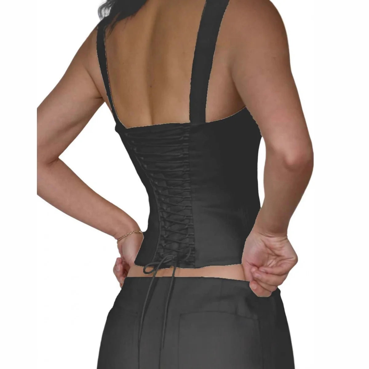 Vintage V Neck Corset Crop Top For Women Pure Cotton Sleeveless