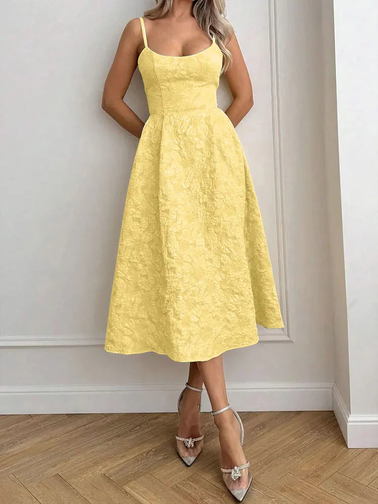 Backless O Neck Sling Maxi Dress A Line Slim