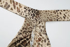 Leopard Print Halter Maxi Dress With Backless Silhouette Embellished Bandage Style