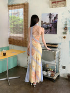 Romantic Floral Lace Long Mermaid Dress With Backless Silhouette