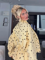Yellow Polka Dot Pleated Set With Balloon Shorts And Cropped Top