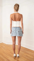 Ruched Halter Backless Top Double Layer