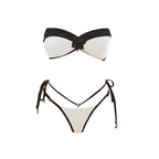Black Lace Swim Set With Bandeau Halter And Long Skirt