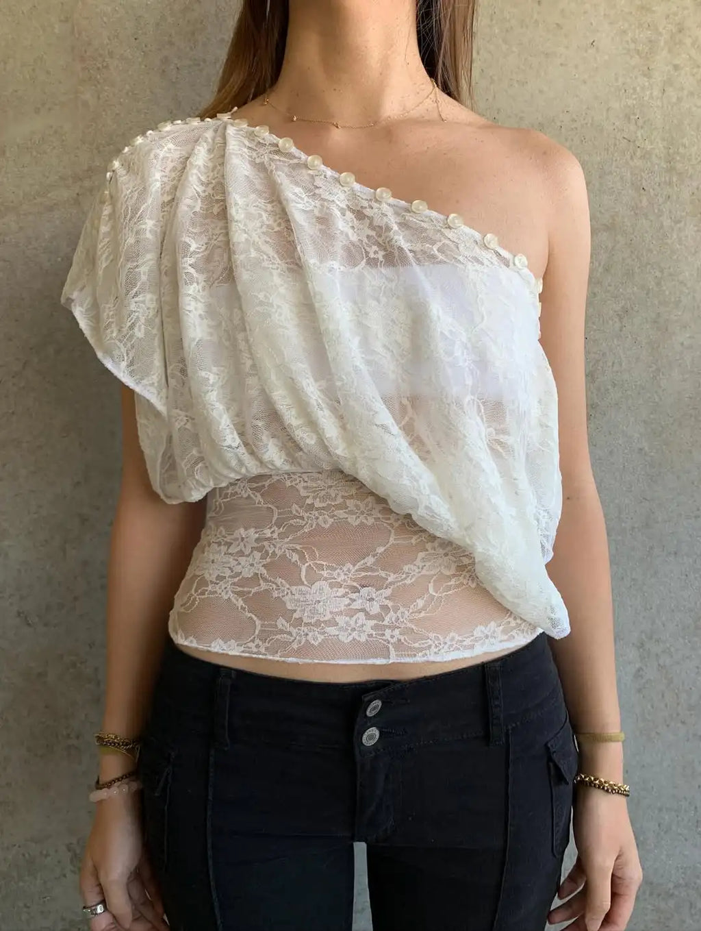 Off Shoulder Button Top Multi Way Wear Slim Fit Cropped