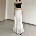 Patchwork Lace Pleated Skirt With High Waist Irregular Hem Cream Ruched Elegance