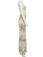 Chic Floral Embroidered Backless Maxi Dress With Low Neck And Crossback