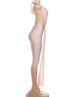 Midnight Patchwork Halter Romper Backless Slim Fit