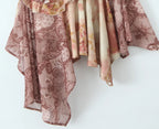 V Neck Paisley Totem Print Mini Dress With Ruffles Pleats And Irregular Hem