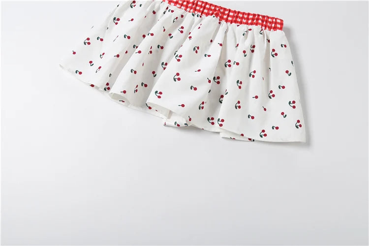 Cherry Plaid Y2K Backless Crop Top Skirt Set