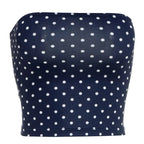 Vintage Polka Dot Two Piece Set Strapless Tube Top And Capri Pants