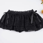Lace A-Line Mini Skirt With Built-In Shorts Sleek Low-Waisted