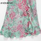 Fairy Garden Coquette Style Floral Print Dress For Women Knee Length