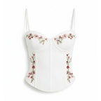 Floral Embroidered Slim Fit Spaghetti Strap Camisole Top