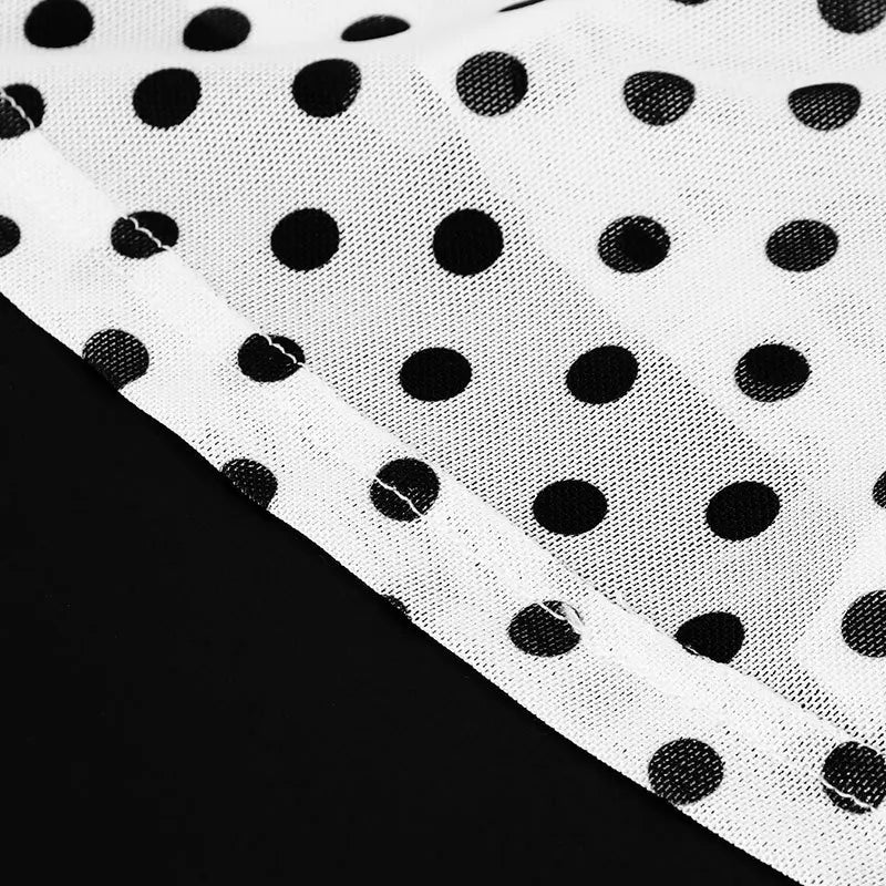 White Polka Dot Chiffon Backless Strapless Dress With Empire Waist