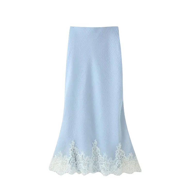 Patchwork Lace Camisole Top And Midi Skirt Set