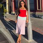 Colorful Spaghetti Strap Maxi Dress Slim Backless Sundress