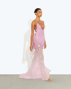 Sequin Deep V Neck Mermaid Maxi Dress Backless Sleeveless Lace Up Gown