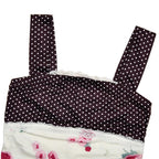 Patchwork Polka Dot Lace Camis Top With Square Collar Floral