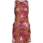 Leopard Print Mesh Patchwork Dress With Ring Details