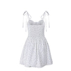 Floral Square Neck Sleeveless Bodycon Pleated Mini Dress