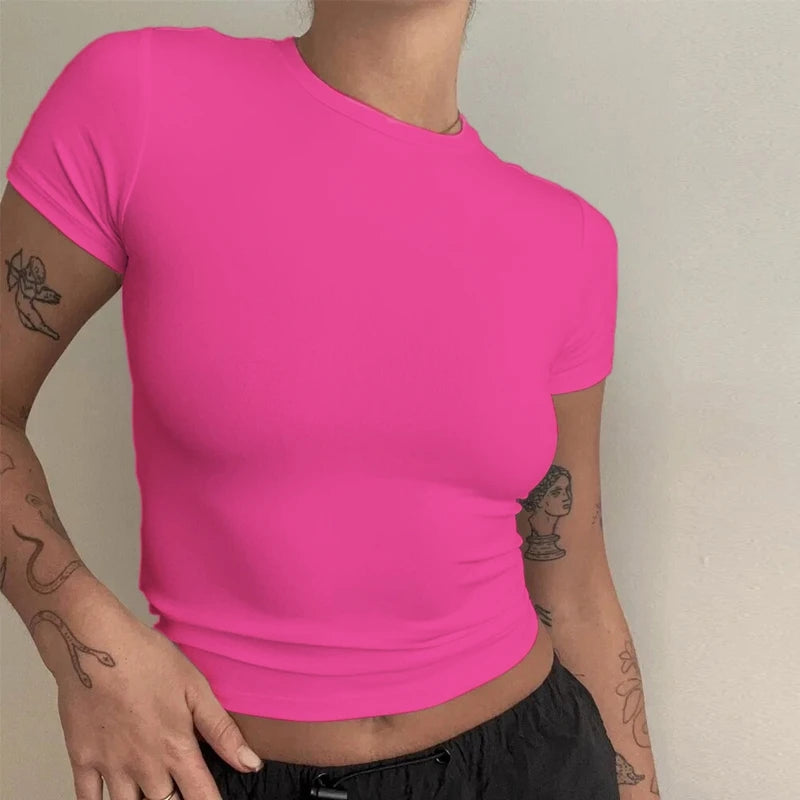 Slim Fit Knit Tee With O Neck