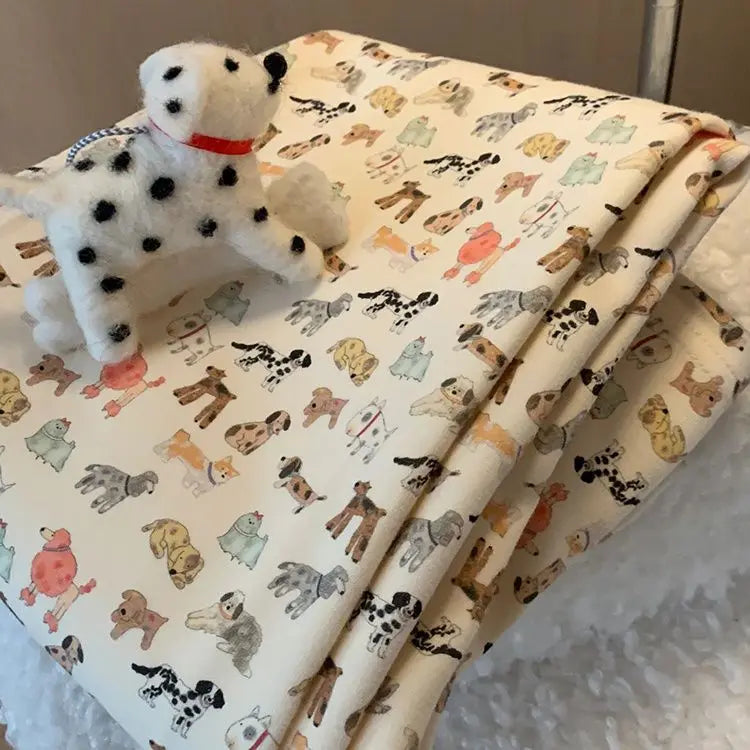 Cozy Puppy Print High Waist Fleece-Lined Flared Leg Pants