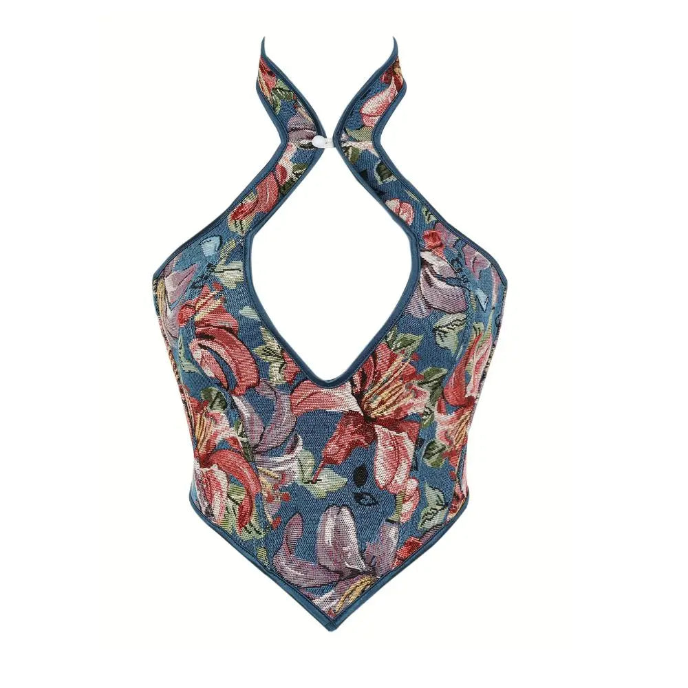 Retro Multicolor Halter Corset For Women