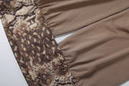 Snake Print Halter Backless Crop Top and Shorts Set Plunge Neck Bodycon Two Piece Clubwear