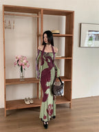 Off Shoulder Mesh Maxi Dress With Long Sleeves Backless Evening Gown