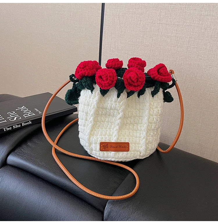 String Bucket Bag For Women Lightweight Crossbody Versatile Hollowout Design