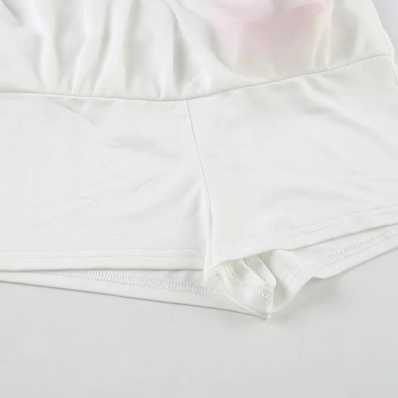 Irregular Mesh Ruffle Edge Low Waist Short Skirt