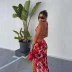 Floral Whisper Three Piece Bikini Set With Beach Skirt Coverup For Summer Swimwear