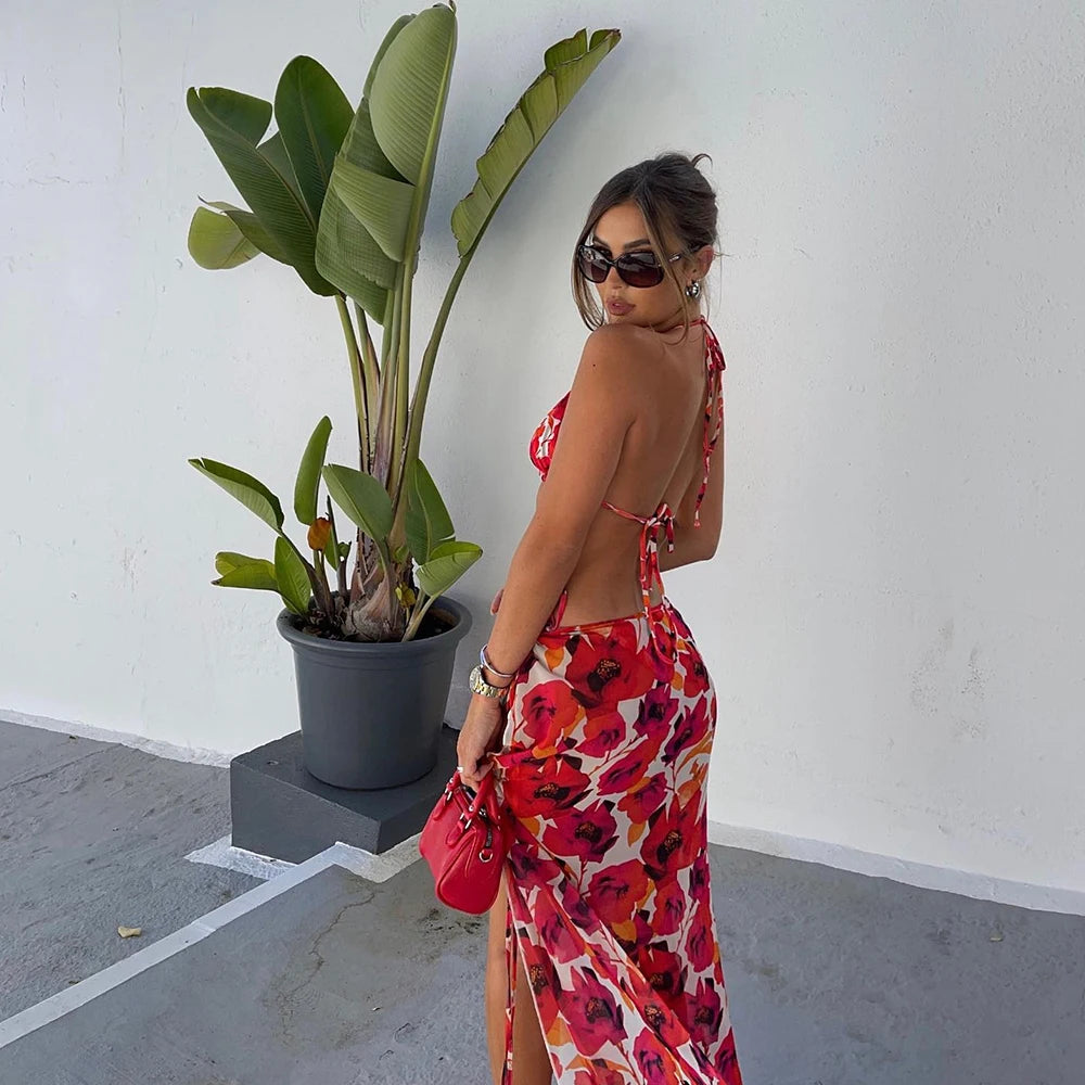 Floral Whisper Three Piece Bikini Set With Beach Skirt Coverup For Summer Swimwear