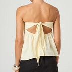 Strapless Peplum Top With Ruffle Hem Bandeau Backless
