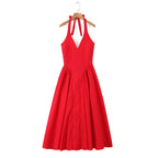 Backless Halter Midi Dress For Women Elegant A Line