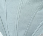 Sultry Gray And White Spliced Corset Crop Top With Fishbone Bodice