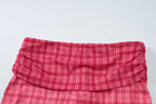 Coquette Plaid Set With Ruffle Trim Crop Top High Waist Shorts
